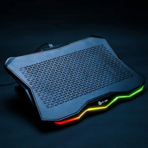 KLIM Rainbow + Laptop-Kühler mit RGB-Beleuchtung + 11" - 17" + Spiele-Laptop-Kühler für den Schreibtisch + USB Lüfter + stabile und robuste Aluminiumkonstruktion + Kompatibel mit Mac & PS4 + NEU 2020