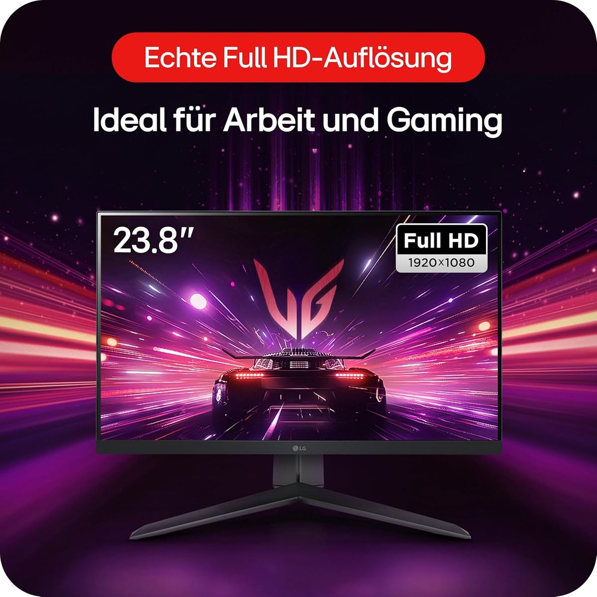 LG Electronics 24GS65F-B.AEU Ultragear™ FHD Gaming IPS-Monitor 24“ (60,47cm), 1920 x 1080, 16:9, 1ms GtG, 180 Hz, HDR10, NVIDIA G-Sync™, AMD FreeSync™ - Schwarz