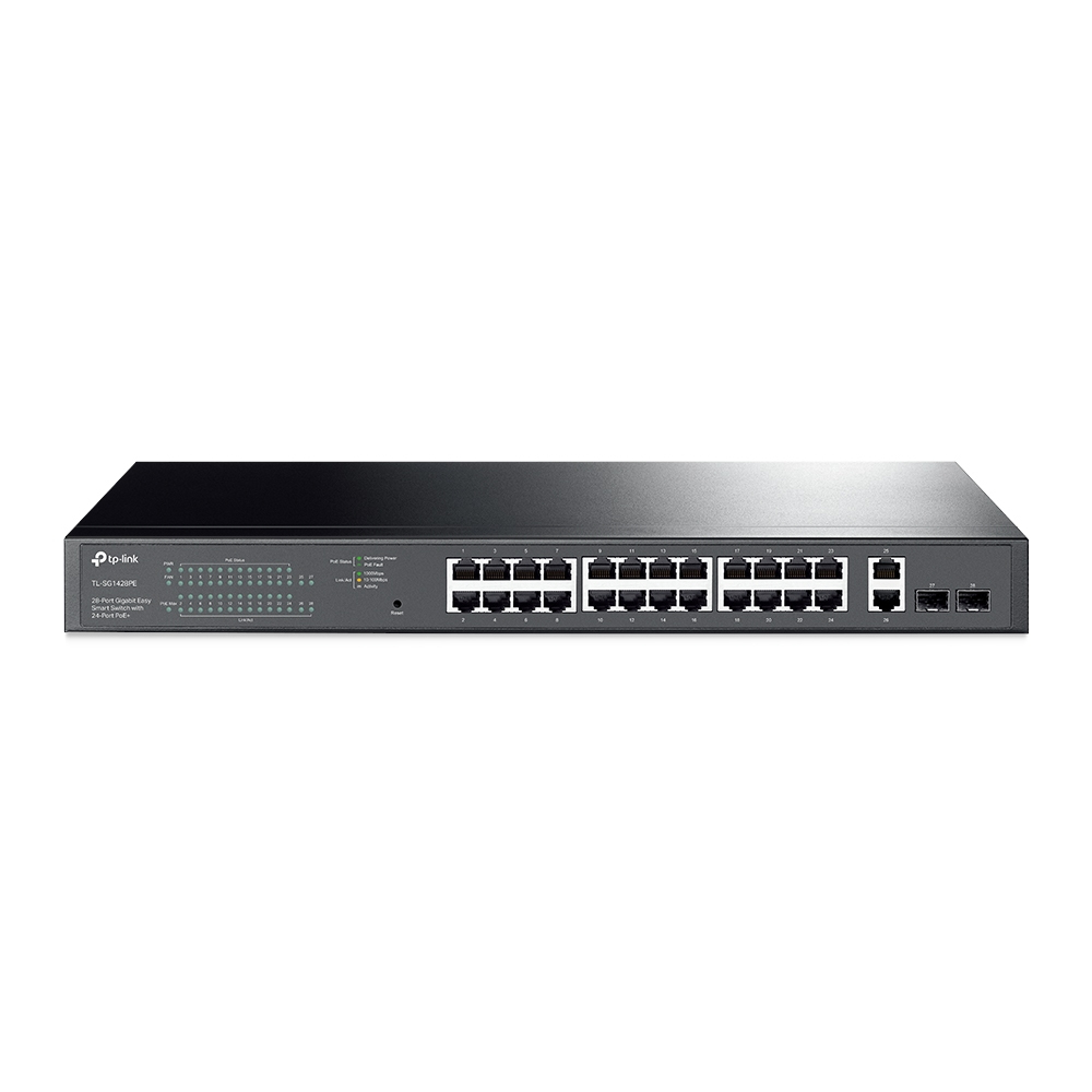 TP-Link TL-SG1428PE(UN) V2.0 28-Port Gigabit Easy Smart Switch, 24x PoE+ 250W, Managed L2, 2x SFP, 1U Rack