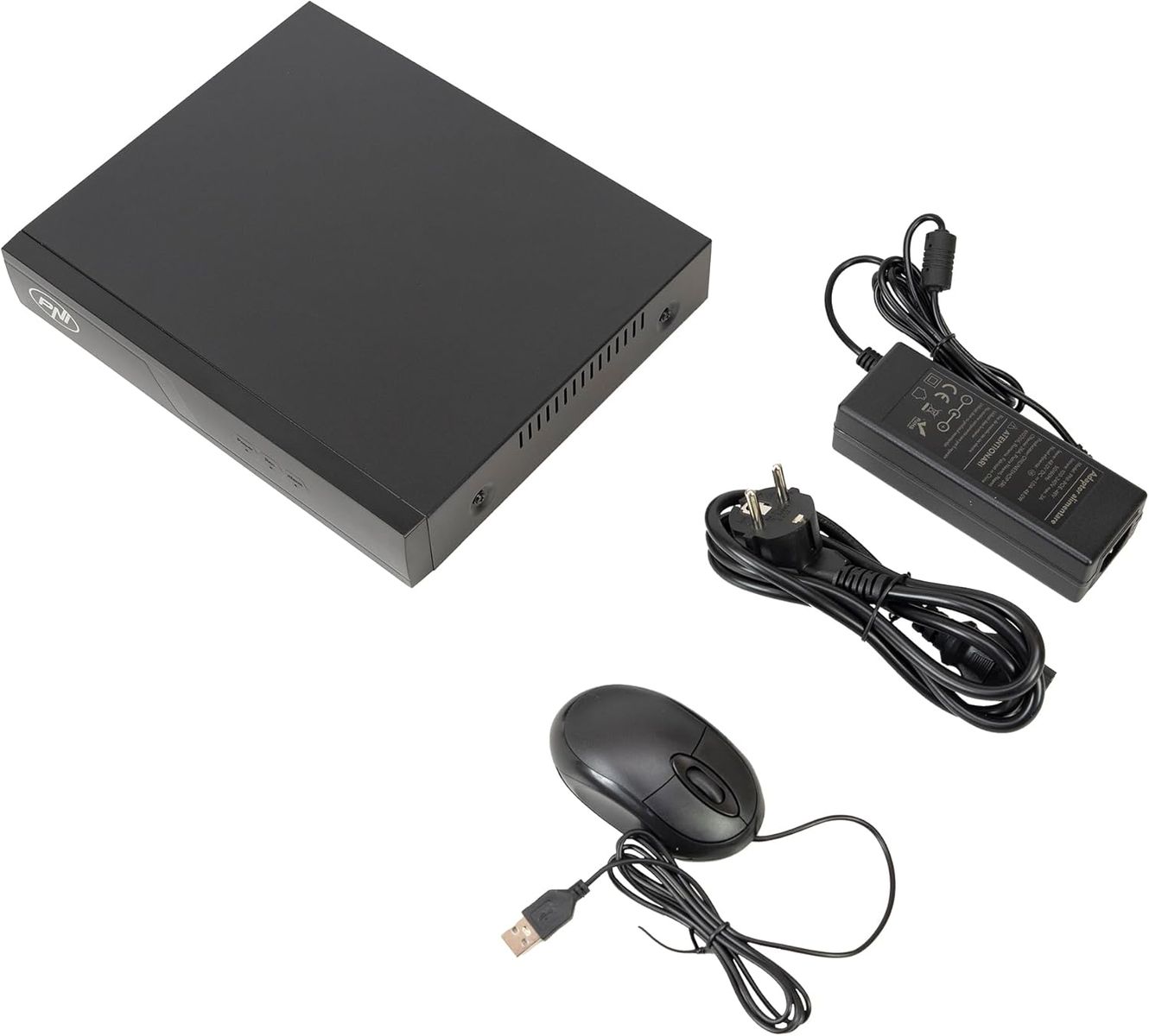 PNI IP710J NVR PoE, 10 Kanäle, 4K/8MP, 4 PoE-Ports, 6 IP-Kanäle, H.265AI/H.265+, ONVIF, Schwarz