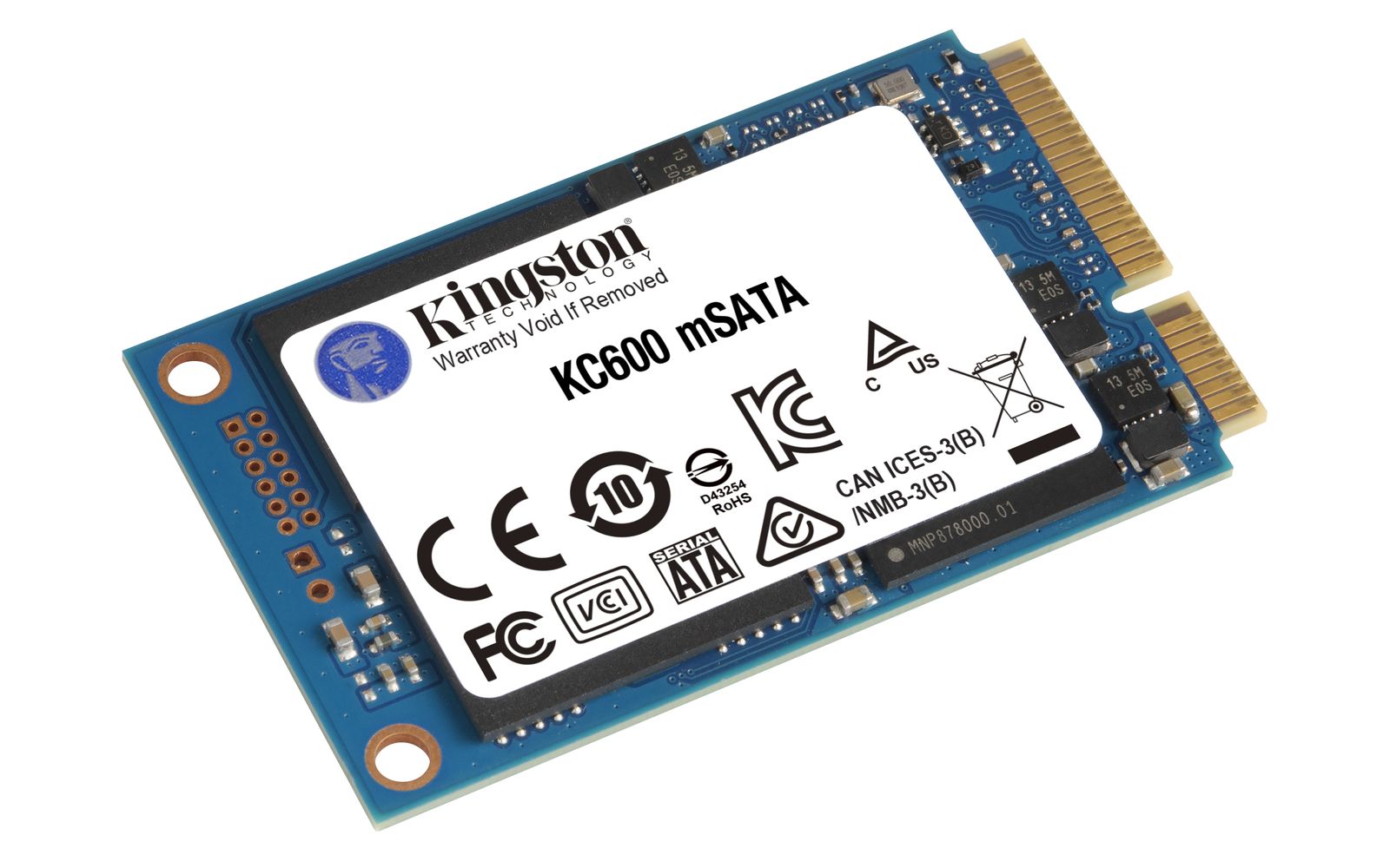 Kingston KC600 512 GB mSATA SSD, SATA III, 3D TLC, AES 256-Bit Hardwareverschlüsselung, 550/520 MB/s, 300 TBW