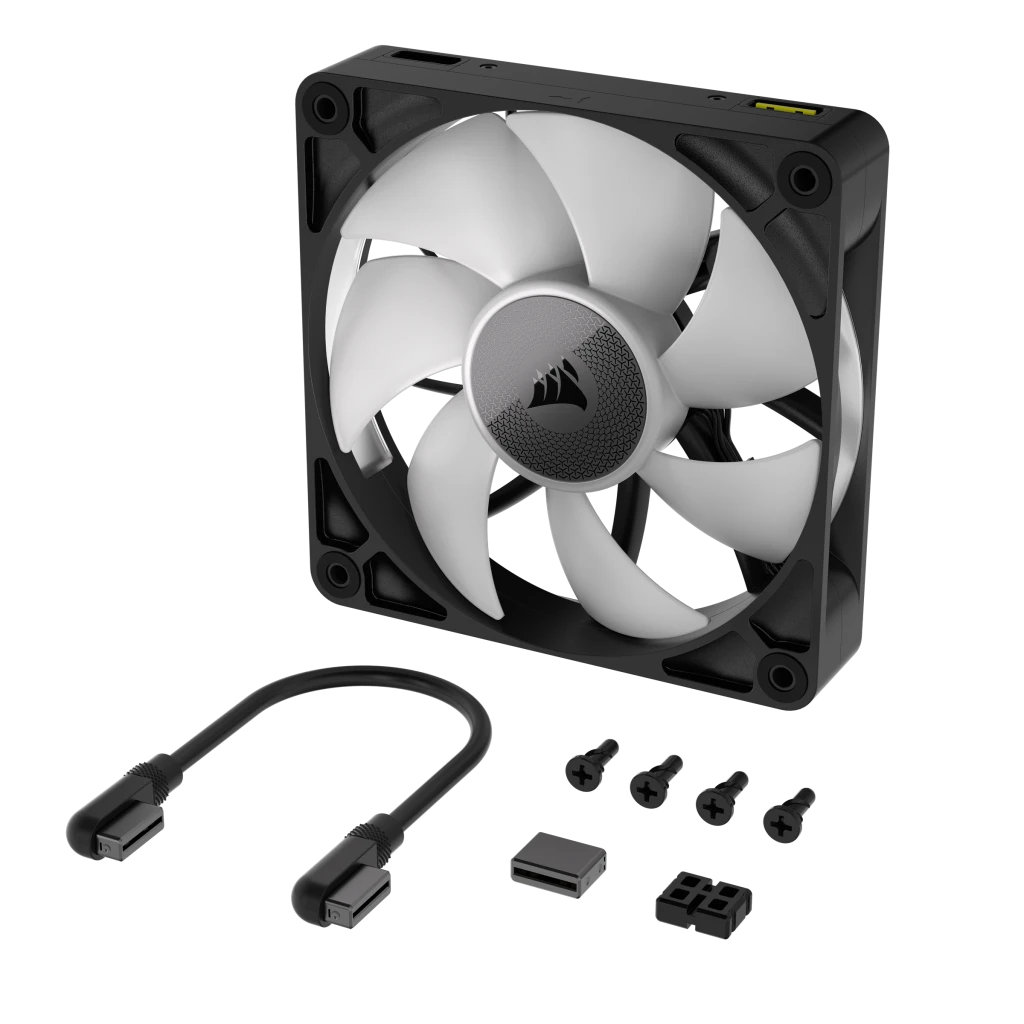 Corsair iCUE LINK RX120 RGB Gehäuselüfter 120 mm, 2100 RPM, PWM, Magnetisches Schwebelager, RGB-Beleuchtung, Schwarz, 1 Stück