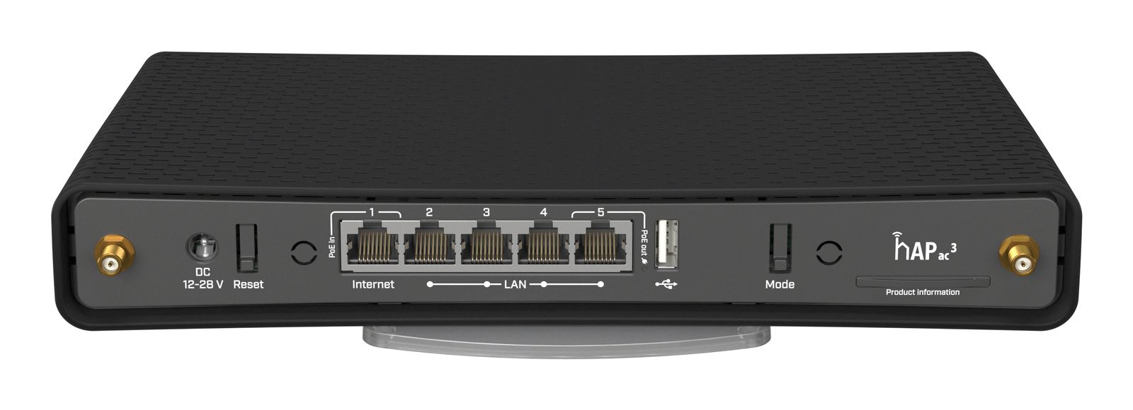 MikroTik RBD53IG-5HACD2HND hAP ac³, Tabletop WLAN-Router, Dual-Band (2,4 GHz/5 GHz), Wi‑Fi 5, 867 Mbit/s, Gigabit Ethernet, 5x LAN, USB, PoE, Schwarz