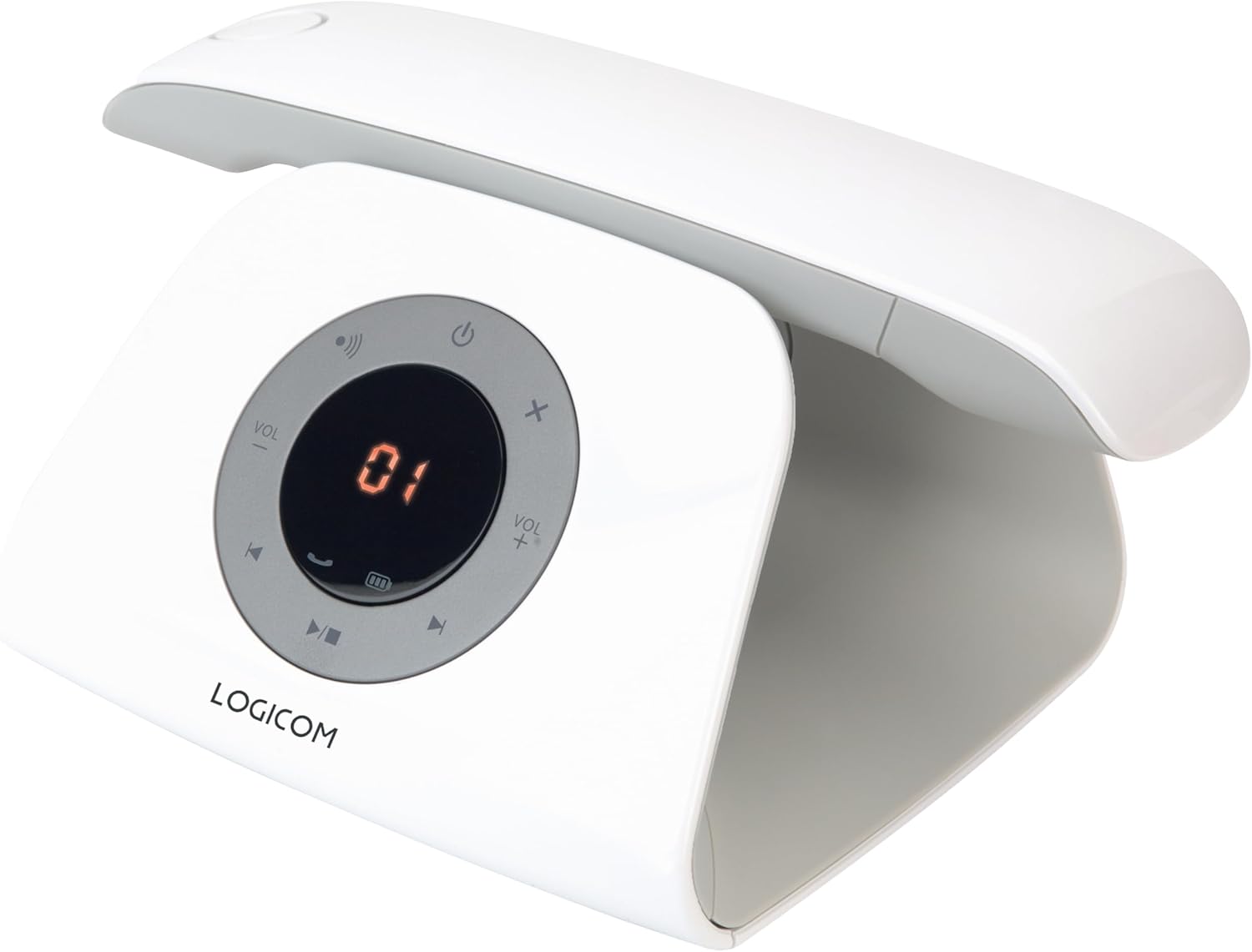 Logicom Retro 2 DECT Schnurloses Telefon mit Anrufbeantworter, 20 Kontakte, 10 Std. Gesprächszeit, 100 Std. Standby, 50 m Innen / 300 m Freifeld, Weiß, 2x AA (inkl.)