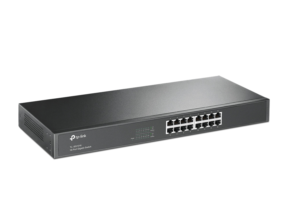 TP-Link TL-SG1016 16 Port Gigabit Netzwerk Switch ( 19 Zoll Rack-Montage, 16*RJ-45 LAN Ports, Metallgehäuse, , unmanaged, Plug-und-Play)