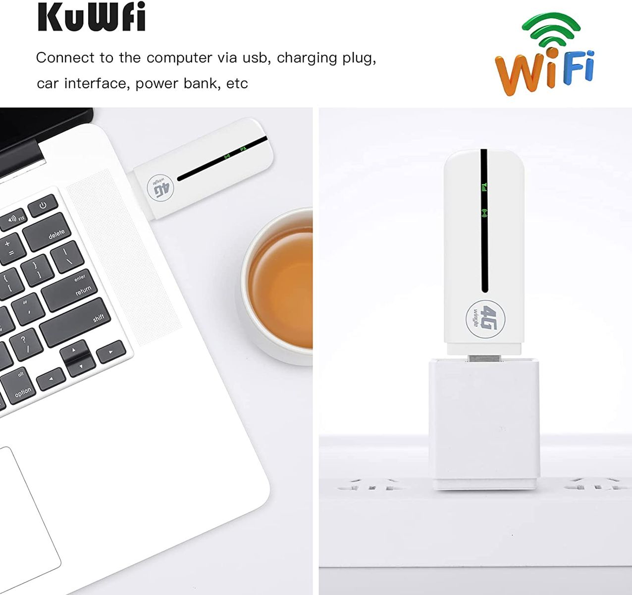 KuWFi WiFi/WLAN LTE Modem Stick mit SIM-Kartensteckplatz，LTE 4G Dongle,150 Mbps USB mobiler WLAN-Dongle,Hotspot WiFi Router USB-Breitbanddongle, UF928-U8