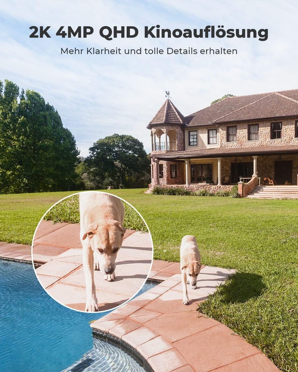 Reolink 2K 4MP Überwachungskamera Aussen Akku Argus 3 Pro+Solarpanel, 2,4/5GHz WiFi, Kein Hub Erforderlich, mit Mensch/Fahrzeug/Haustiererkennung, Solar WLAN Kamera Outdoor mit Farbnachtsicht (1) Argus 3 Pro in Weiß mit Solarpanel