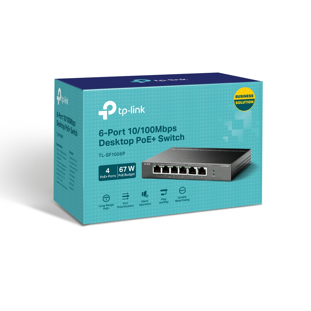TP-Link 6-Port 10/100Mbit/s-Desktop-Switch mit 4-Port PoE+ V3
