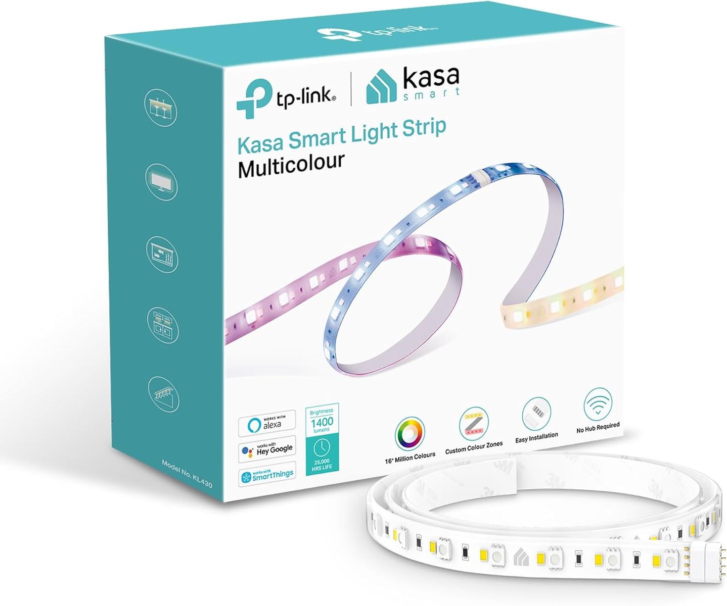 TP-Link Kasa KL430 Smart LED Streifen, WiFi LED Stripe, APP Steuerung & Tapo LED Strip, Wifi LED Streifen, 16 Mio. Farben LED Streifen Bundle mit LED Strip