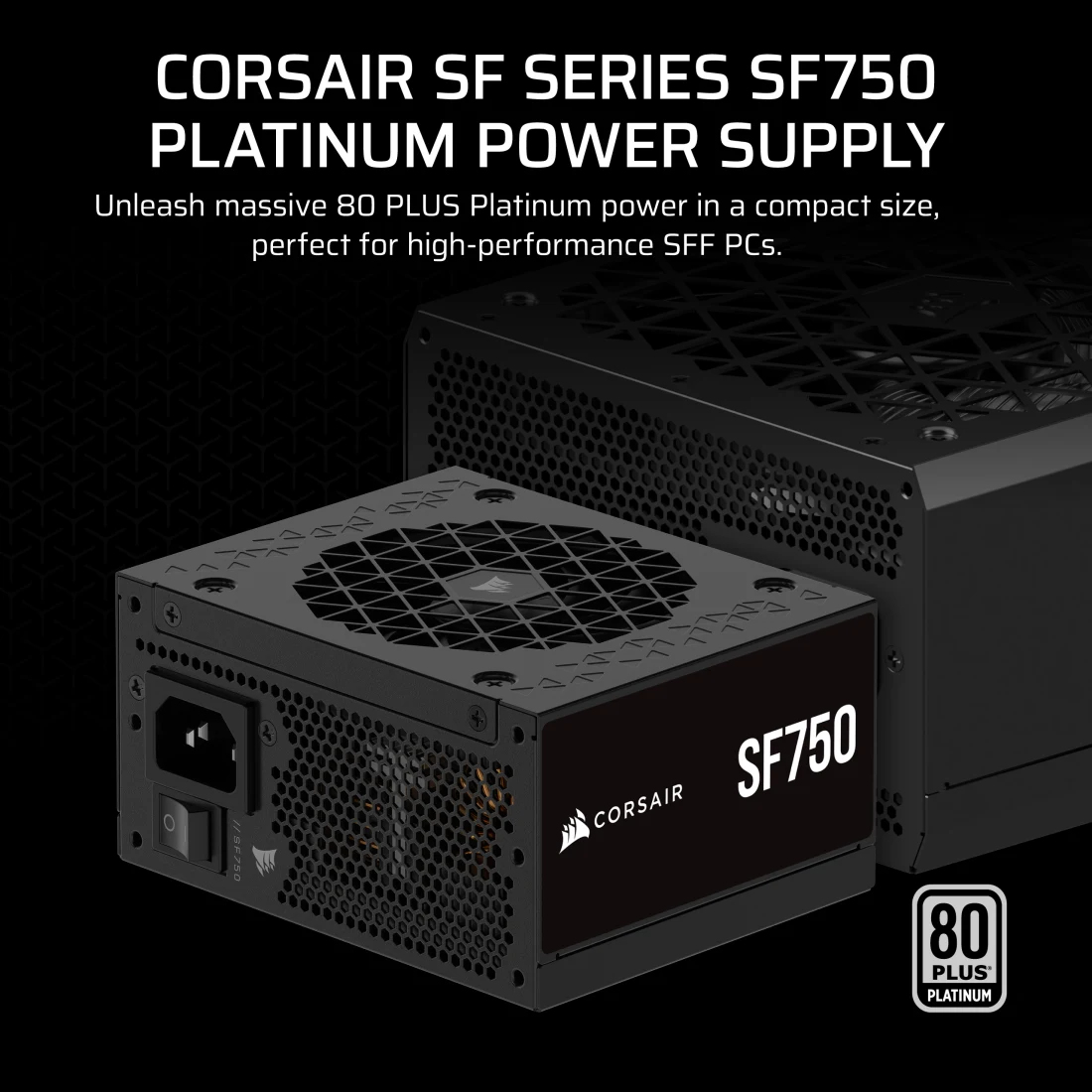 Corsair SF Series CP-9020284-EU SFX-Netzteil 750 W, 80 PLUS Platinum, ATX 3.1, vollständig modular, Zero RPM, Schwarz, EU Stecker