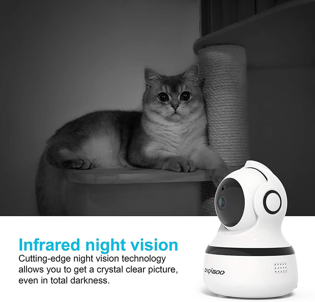Cacagoo WiFi IP Camera Security Camera, Baby Monitor 1080P FHD Indoor Wireless Pet Camera
