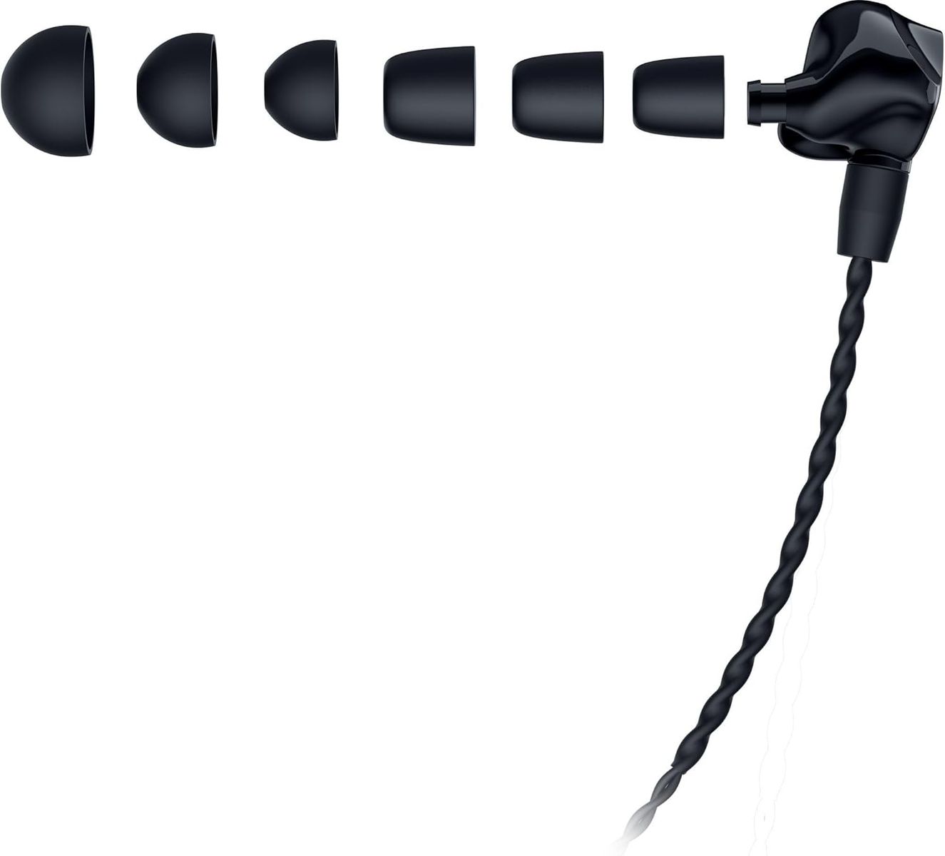 Razer Moray In-Ear Monitor für ganztägiges Streaming: Klarer Klang über den gesamten Frequenzbereich - Bequeme Passform - Flaches Design - Schallisolierende Ohrhörer - Abnehmbares Kabel - Individuelle Ohrstöpsel und Tasche - Schwarz