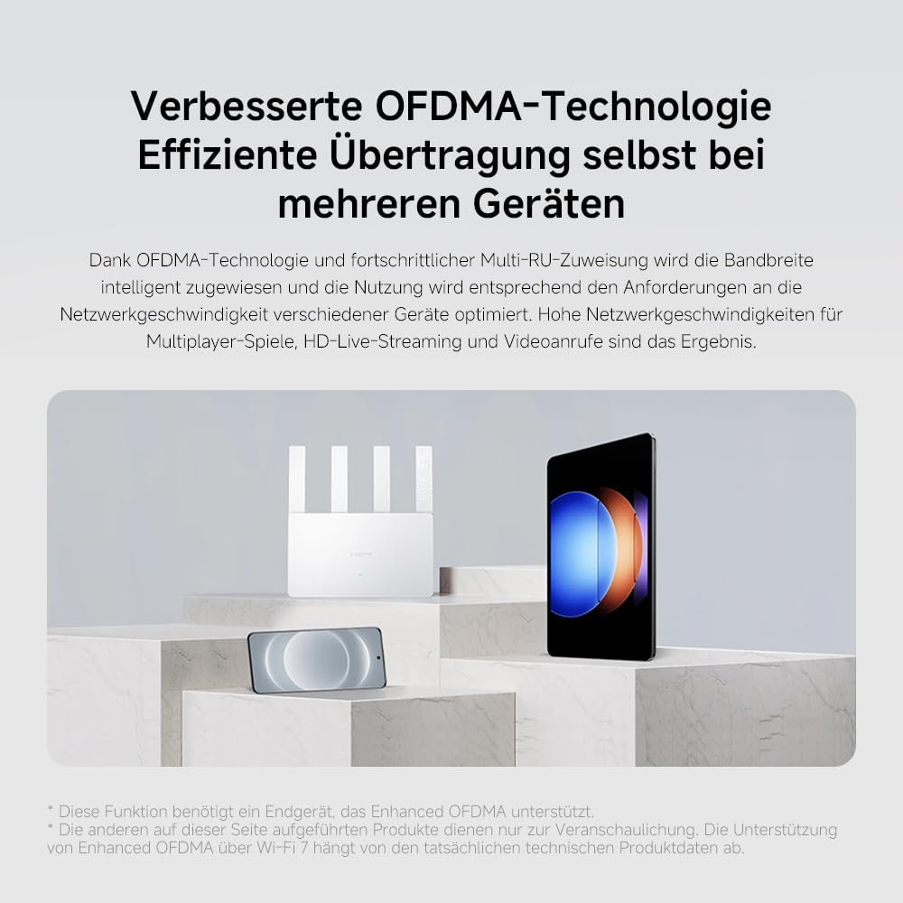 Xiaomi BE3600 RN06 WLAN-Router WiFi7, 2,5G-Port, Mesh-System, OFDMA, MLO Dualband, 3x Gigabit, Quad-Core, Weiß