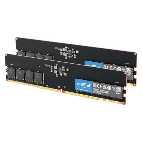 Crucial CT2K32G48C40U5 64 GB (2x32 GB) DDR5 4800 MHz CL40 288-pin DIMM 1.1 V PC/Server RAM On-Die ECC
