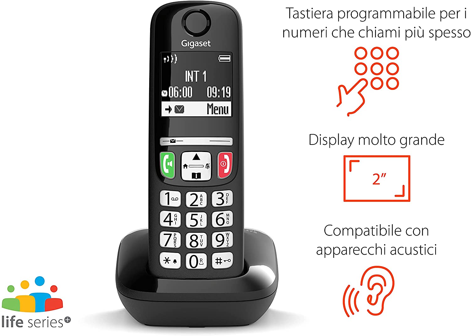 Gigaset E275 Duo Two cordless phones large keys loud ring tones