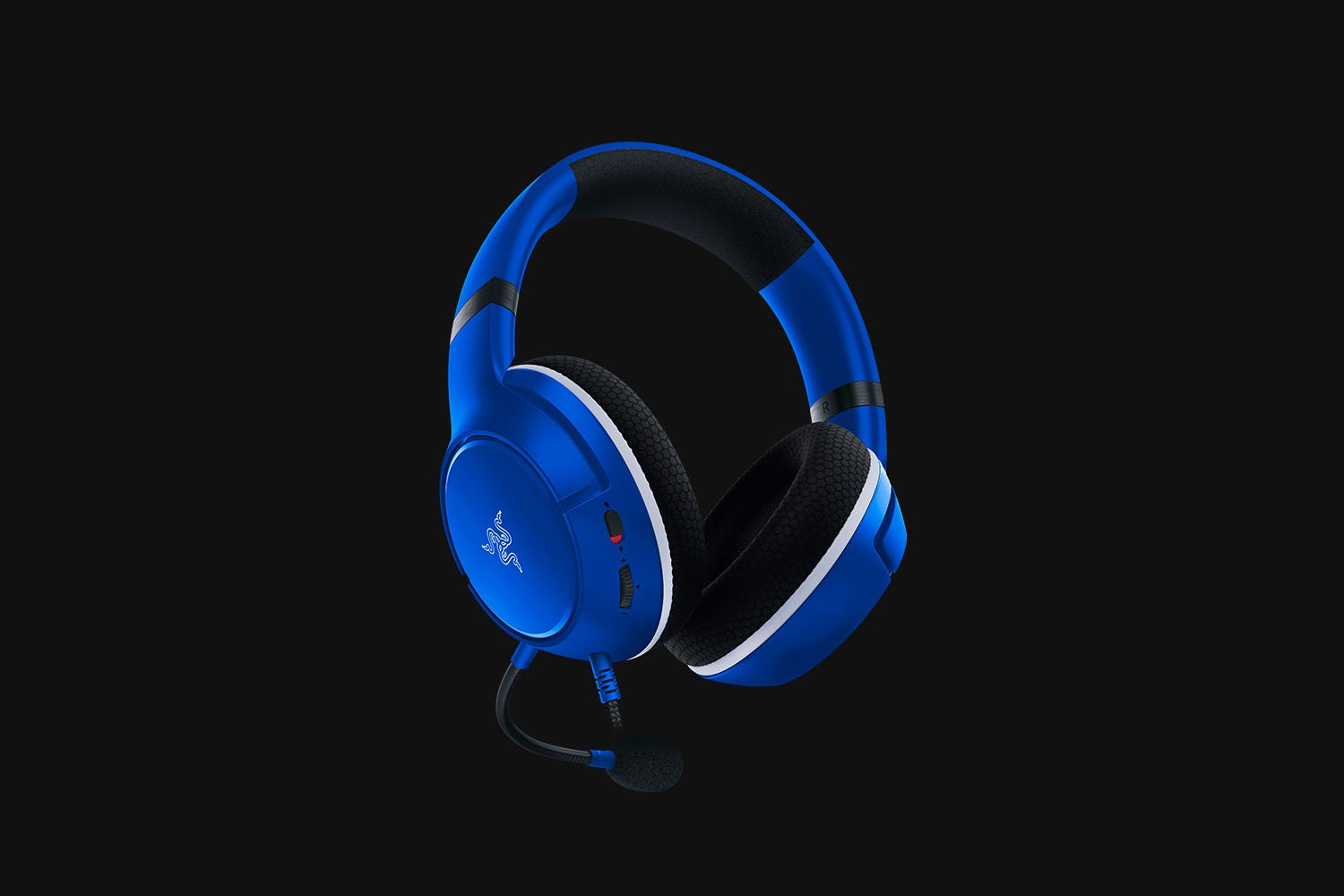 Razer RZ82-03970100-B3M1 Headset Bundle, Kabelgebunden 3,5 mm, Boom-Mikrofon, Ohrumschließend, 32 Ohm, Gaming, Shock Blue, mit USB-C-Ladestation