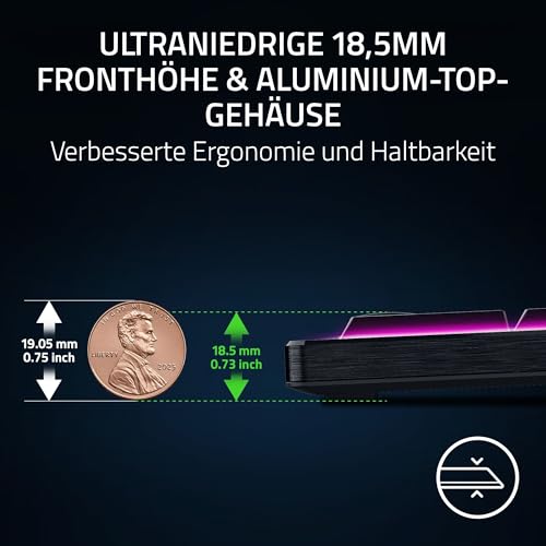 Razer BlackWidow V4 Low-Profile HyperSpeed kabellose flache mechanische Gaming-Tastatur, HyperSpeed Wireless & Bluetooth, Drehregler, 11 Funktionstasten, Orange Switches, DE Layout QWERTZ