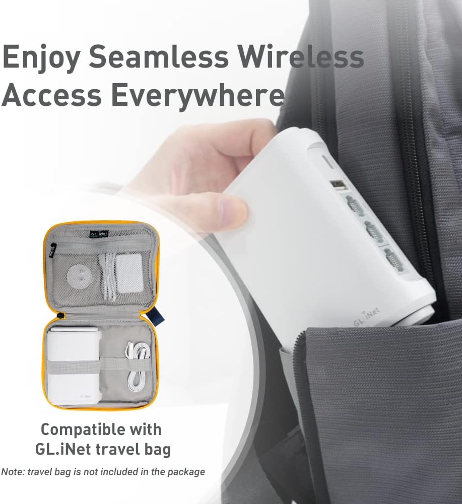 GL-SFT1200 (Opal) Sicherer WLAN-Router für unterwegs – AC1200 Dualband-Gigabit-Wireless-Internet-Router | IPv6 | USB-2.0 | MU-MIMO | 128 MB Arbeitsspeicher | Repeater-Brücke | Access Point-Modus