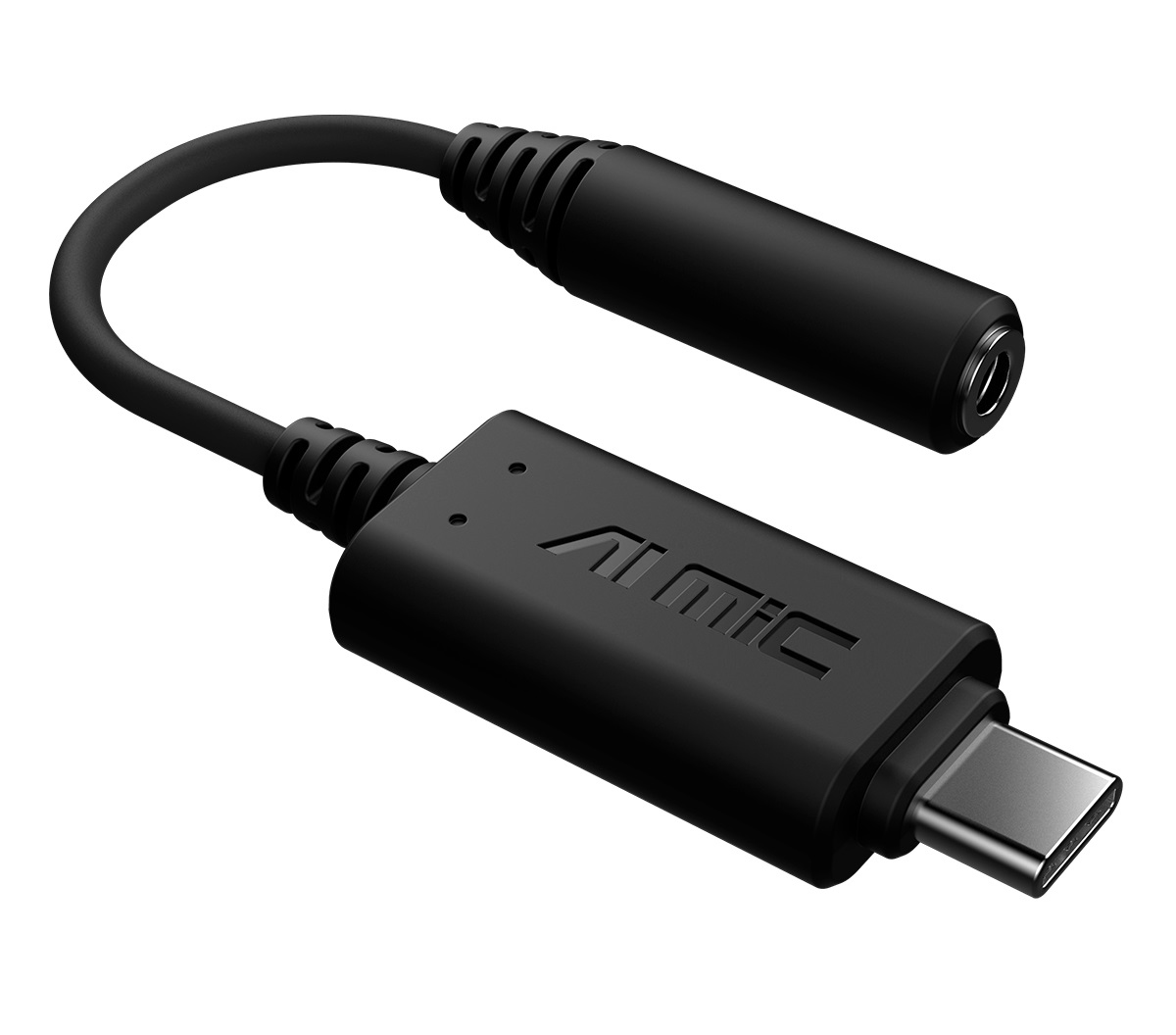ASUS 90YH02L1-B2UA00 AI Noise-Canceling Mic Adapter, USB-C auf 3,5 mm, Aktive Geräuschunterdrückung, 96 kHz, Schwarz