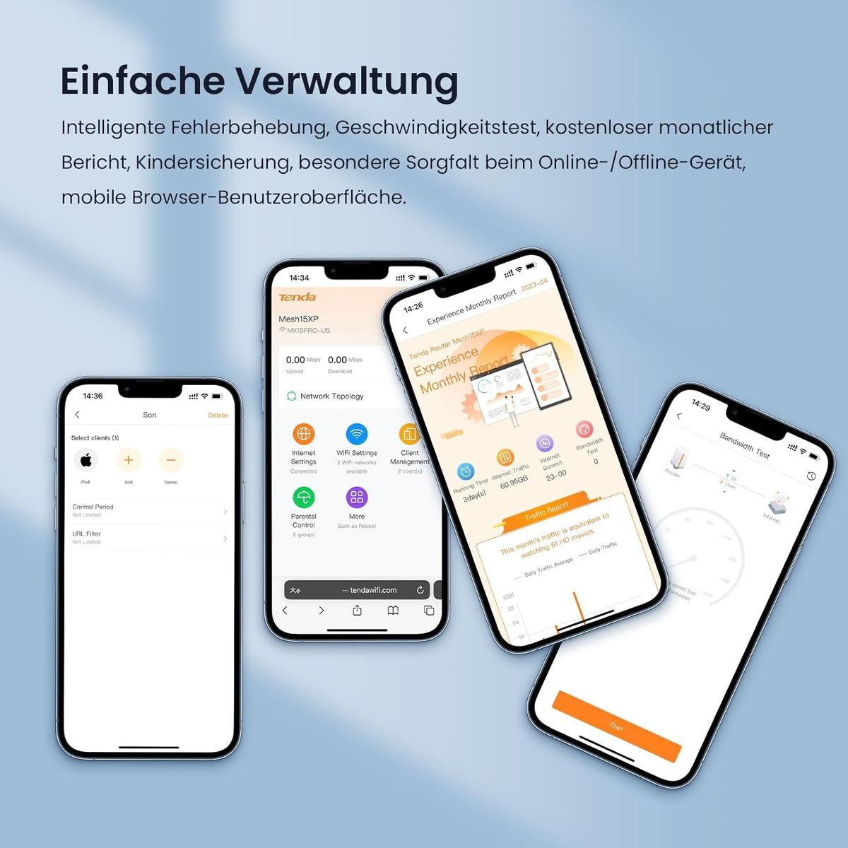 Tenda Nova MX21-Pro Mesh WLAN Wi-Fi 6E System, AXE5700 Tri-Band(Unterstützt 6G-Band) Mesh WiFi Repeater & Router Kompatibel mit Amazon Alexa. empfohlen für Häuser mit 4-7 Schlafzimmern, 3 pack