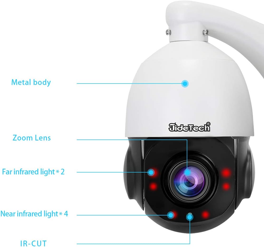 Gentlen 5MP PTZ POE IP Camera Outdoor, 20X Optical Zoom Security Camera with SD Card Slot, IR Night Vision and Motion Detection, IP66 Waterproof, P2-20X-5MPF 5MP 20X Zoom