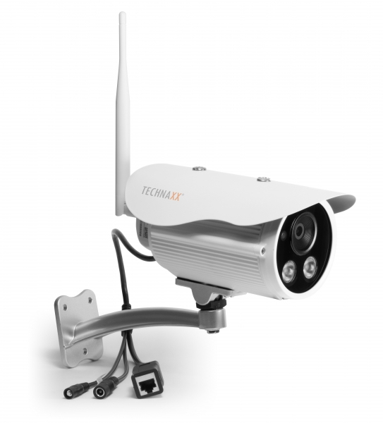 Technaxx TX-61 Patrone IP-Sicherheitskamera 1 MP (720p) Innen & Außen WLAN LAN Nachtsicht 30 m IP66 Decke/Wand Weiß