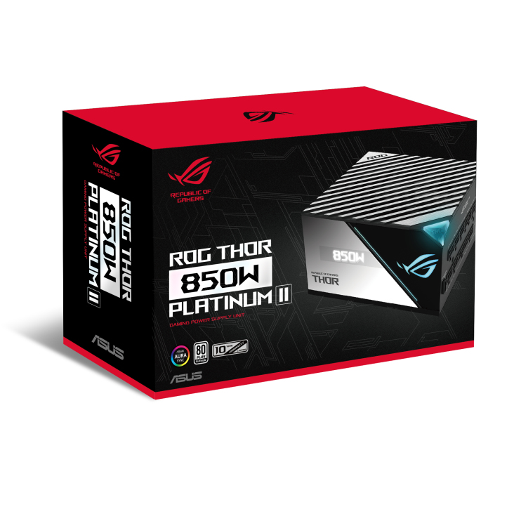 ASUS ROG Thor 850W Platinum II Netzteil, 850 W, 80 PLUS Platinum, Vollmodular, OLED-Display, 135 mm Lüfter, PCIe 5.0 Ready, Schwarz