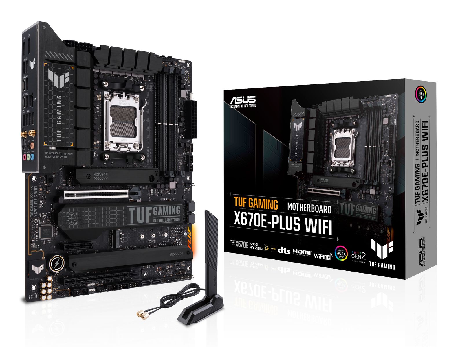 ASUS TUF GAMING X670E-PLUS WIFI Mainboard, AMD X670, Sockel AM5, DDR5, PCIe 5.0, WiFi 6E, 2.5Gb LAN, 7.1 Audio, ATX