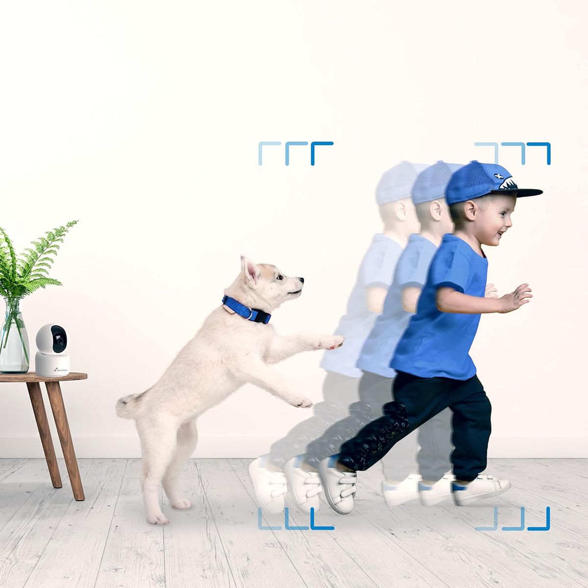 NIVIAN NVS-IPC-IS4 WLAN Innenkamera 360° SuperHD 2K, Nachtsicht, Zwei-Wege-Audio, Menschenerkennung & Auto-Tracking, MicroSD (nicht enthalten), Weiß, EU