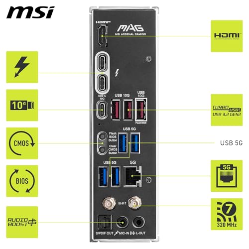 MSI MAG Z890 TOMAHAWK WIFI Mainboard, Intel Z890, LGA 1851 (Socket V1), DDR5, ATX, Wi‑Fi 7, Bluetooth 5.4, 5 Gbit LAN, 4x M.2, HDMI 2.1, 7.1 Audio