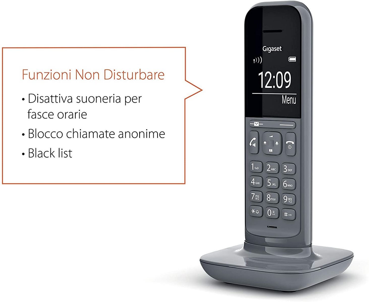 Gigaset CL390 Cordless Phone List "Do Not Disturb" Function Speakerphone Large Display Standard [Italian]