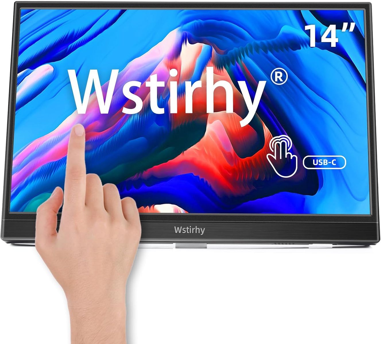 Wstirhy Portable Touchscreen Monitor USB C 14 Zoll 1920x1080p IPS Touch Bildschirm mit Lautsprechern, HDMI, Typ-c Reise externer Monitor für PC Laptop Xbox PS4/5 Switch