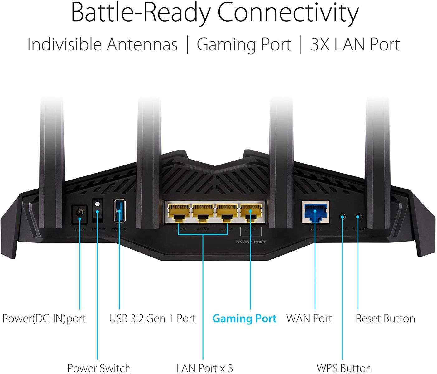 Asus RT-AX82U Gaming Router Ai Mesh WLAN Aura RGB Wi-Fi 6 AX5400 Gigabit 1.5 GHz
