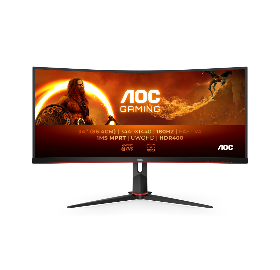 AOC G2 CU34G2XPD/BK Computerbildschirm 86,4 cm (34") 3440 x 1440 Pixel Wide Quad HD LED Schwarz, Rot