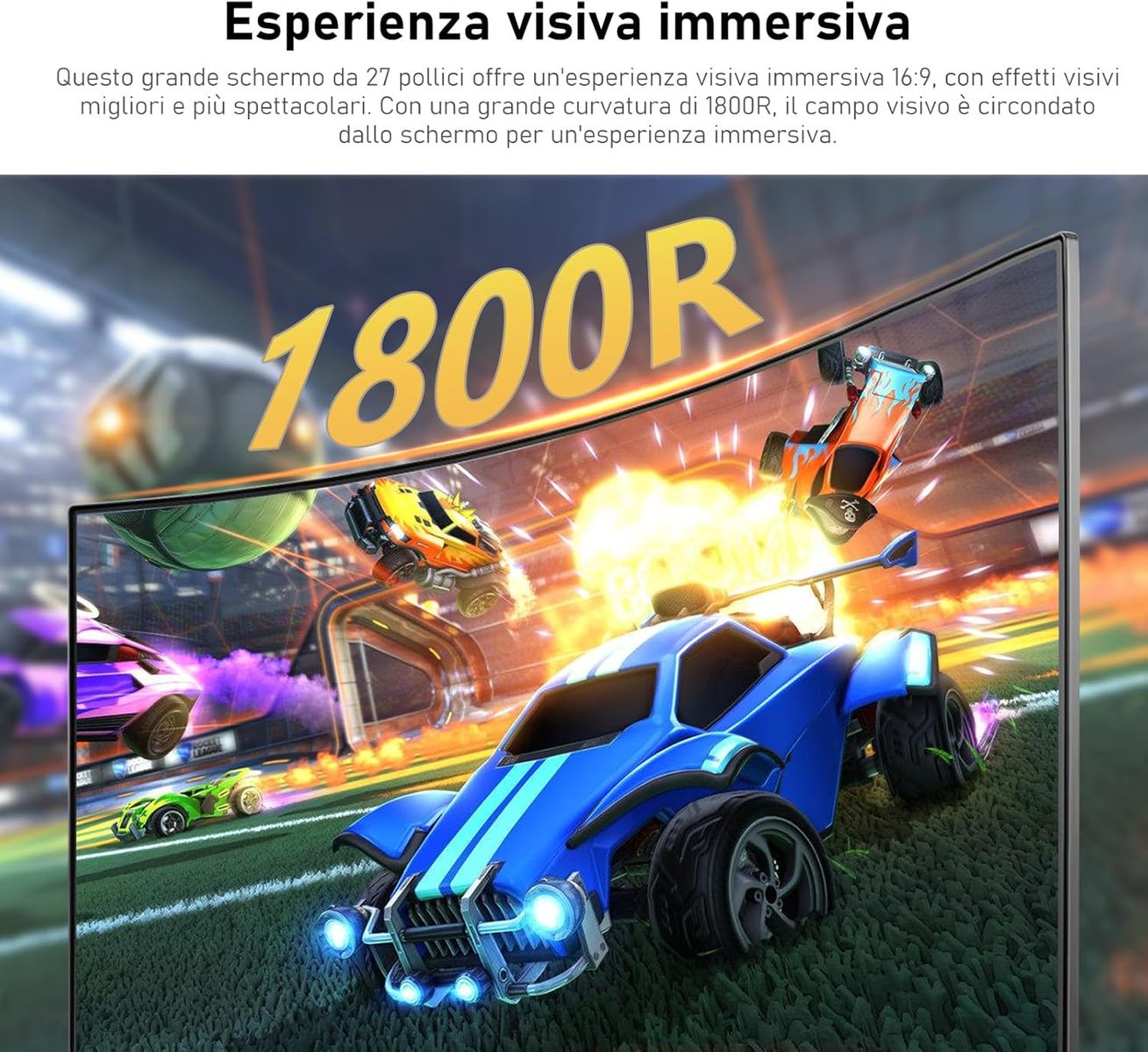 Gawfolk 27-Zoll 180Hz Curved Gaming Computer Monitor, 1800R, FHD 1080P, 98% sRGB, 1ms, FreeSync, 178° Weitwinkel, HDR, VESA100*100MM,HDMI/DisplayPort-weiß