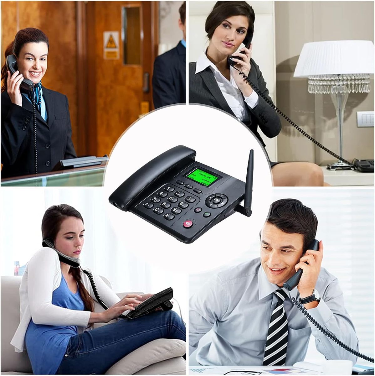 Lychee Quadband GSM Tischtelefon - Dual-SIM, Unterstützung für mehrere Sprachen(Einschließlich Deutsch),Großes Display mit Hintergrundbeleuchtung, Radiofunktion Schwarz 03