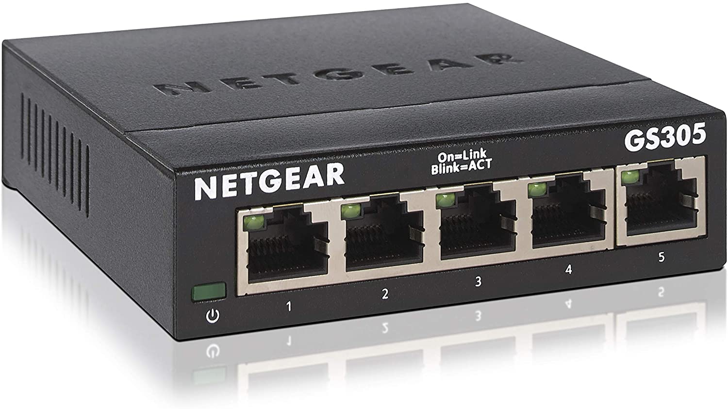NETGEAR GS305 Switch 5 Port Gigabit Ethernet LAN Switch Plug-and-Play Netzwerk Switch LAN Verteiler Hub energieffizient lüfterlos robustes Metallgehäuse