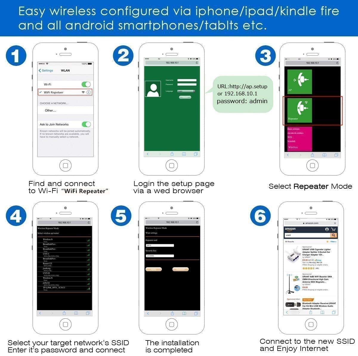 Rybozen Super Boost Wi-Fi WiFi Range Extender Signal Booster Up to 300Mbps