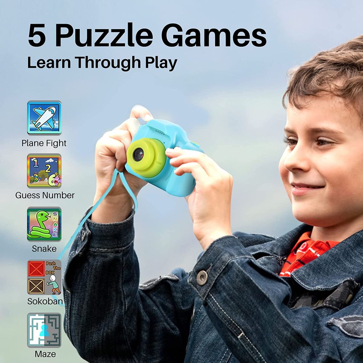 OMWay Kamera Kinder ab 3 4 5,Fotokamera Kinder,OMWay Kinderspielzeug Geschenke für 6-8 Jahre,HD 1080P Fotoapparat Digitalkamera,Weihnachten Geburtstag Spielzeug Kinderkamera ab 3-8 Jährige Junge(Blau) 3-Blau