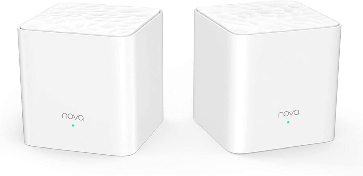 Tenda Nova MW3 2-piece Mesh WLAN System 1200 Mbps Dual Band Wi-Fi Router up to 200m² Coverage 4x LAN/WLAN Port Replaces Router & Repeater Smart Roaming for Multiple Floors 2-pack
