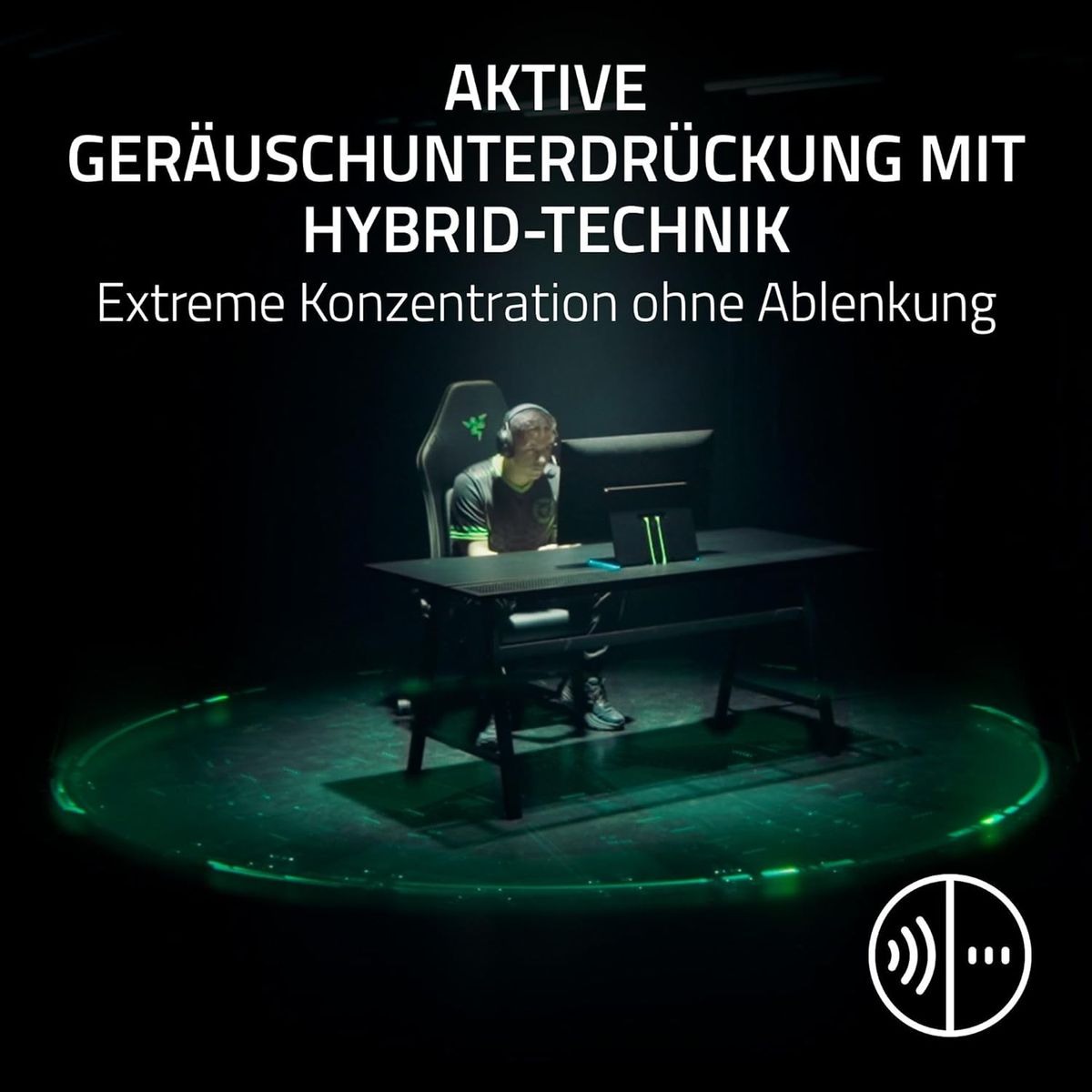 Razer BlackShark V3 Pro Gaming-Headset kabellos & verkabelt, Hybrid-ANC, HyperSpeed 2,4 GHz, Triforce 50 mm Treiber, THX Spatial Audio, PS5/PC, Schwarz