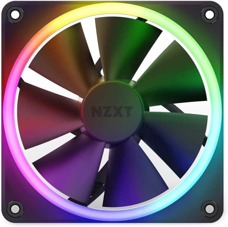 NZXT F120 RGB 3er-Pack Gehäuselüfter 120 mm, bis 1800 RPM, 27,5 dB, 18 RGB-LEDs, FDB Lager, 4-Pin, Schwarz
