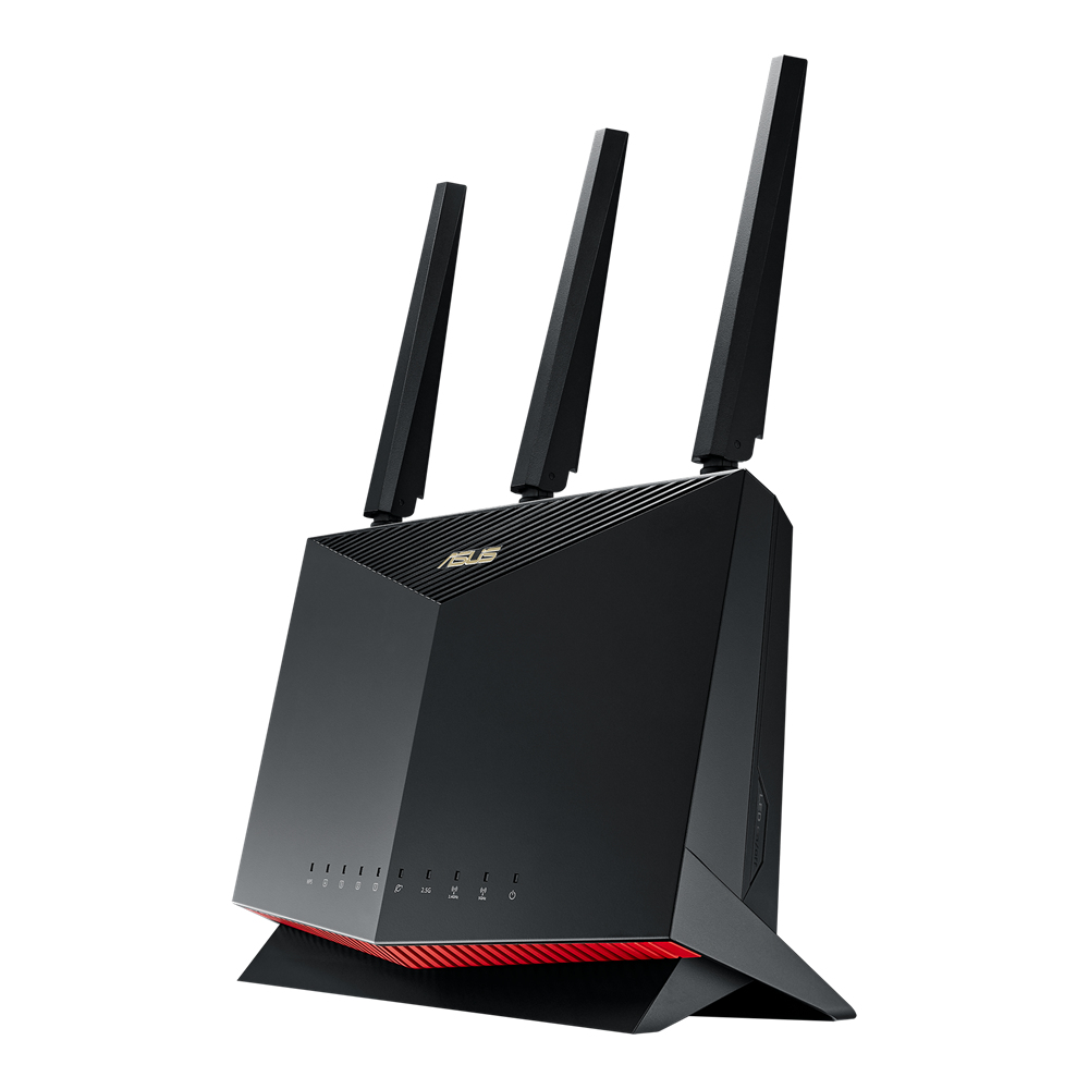 ASUS RT-AX86S Gaming-Router AX5700 Dual Band Gigabit Wi-Fi 6 802.11ax Mobil Gaming-Modus AiProtection TrendMicro kompatibel Wi-Fi Mesh 2.5G Port Gaming Adaptive QoS Gaming AX5700