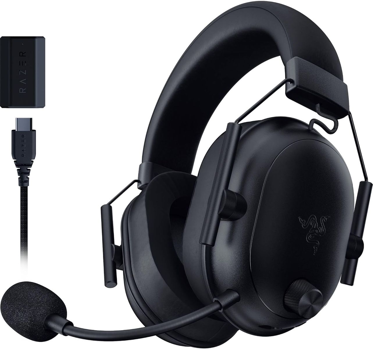 Razer BlackShark V2 HyperSpeed Wireless Gaming-Headset, 2,4 GHz • Bluetooth • USB, THX Spatial Audio, Titan 50 mm Treiber, 70 Std. Akkulaufzeit, Schwarz