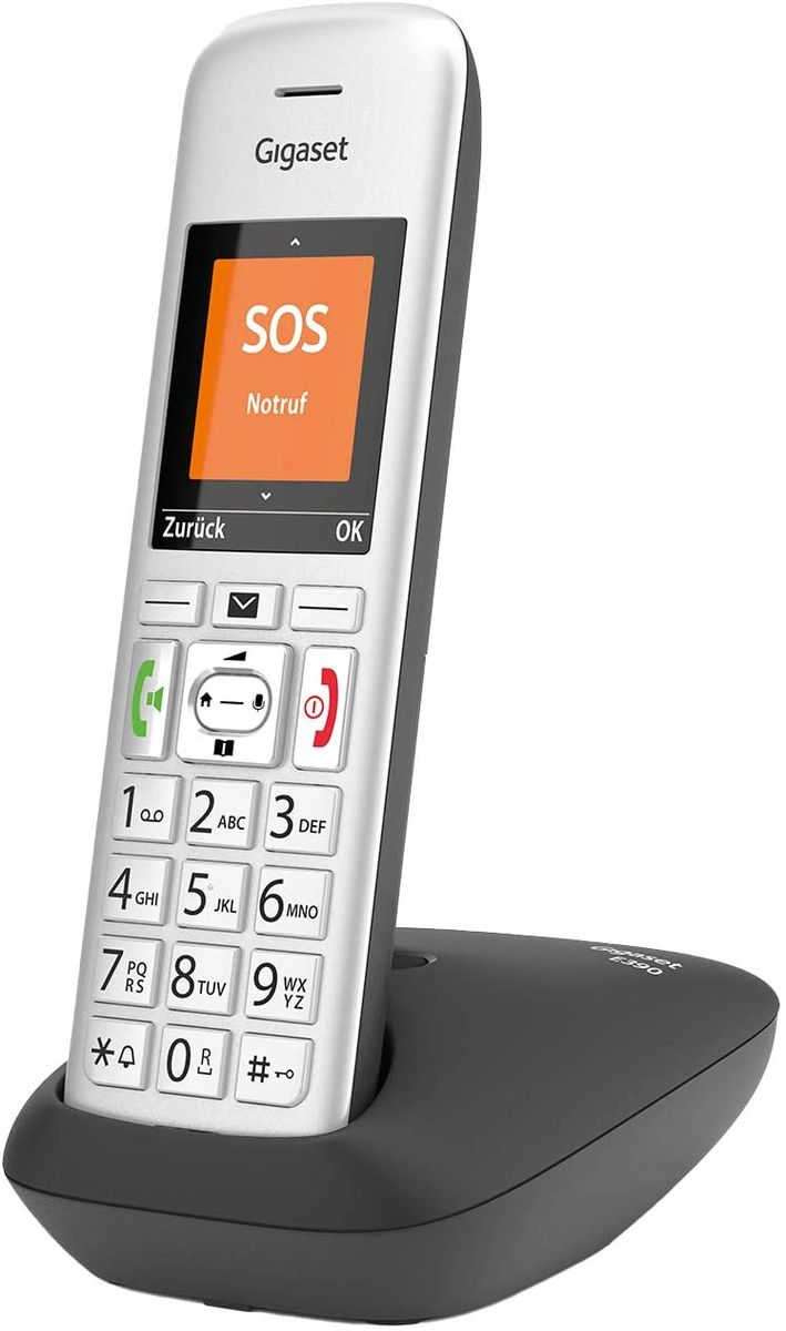 Gigaset E390 Cordless senior phone large color display SOS emergency call function 4 numbers 2 acoustic profiles large backlit buttons/black