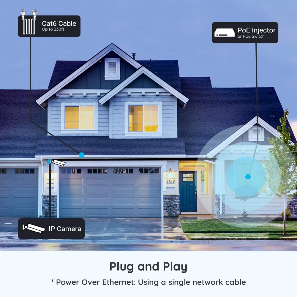 Reolink 2 Pieces 5MP Outdoor Poe Dome Camera Audio Support and Micro SD Card Slot, IP66 Waterproof Outdoor IP Camera and Motion Detection, 30m IR Night Vision, RLC-520-5MP