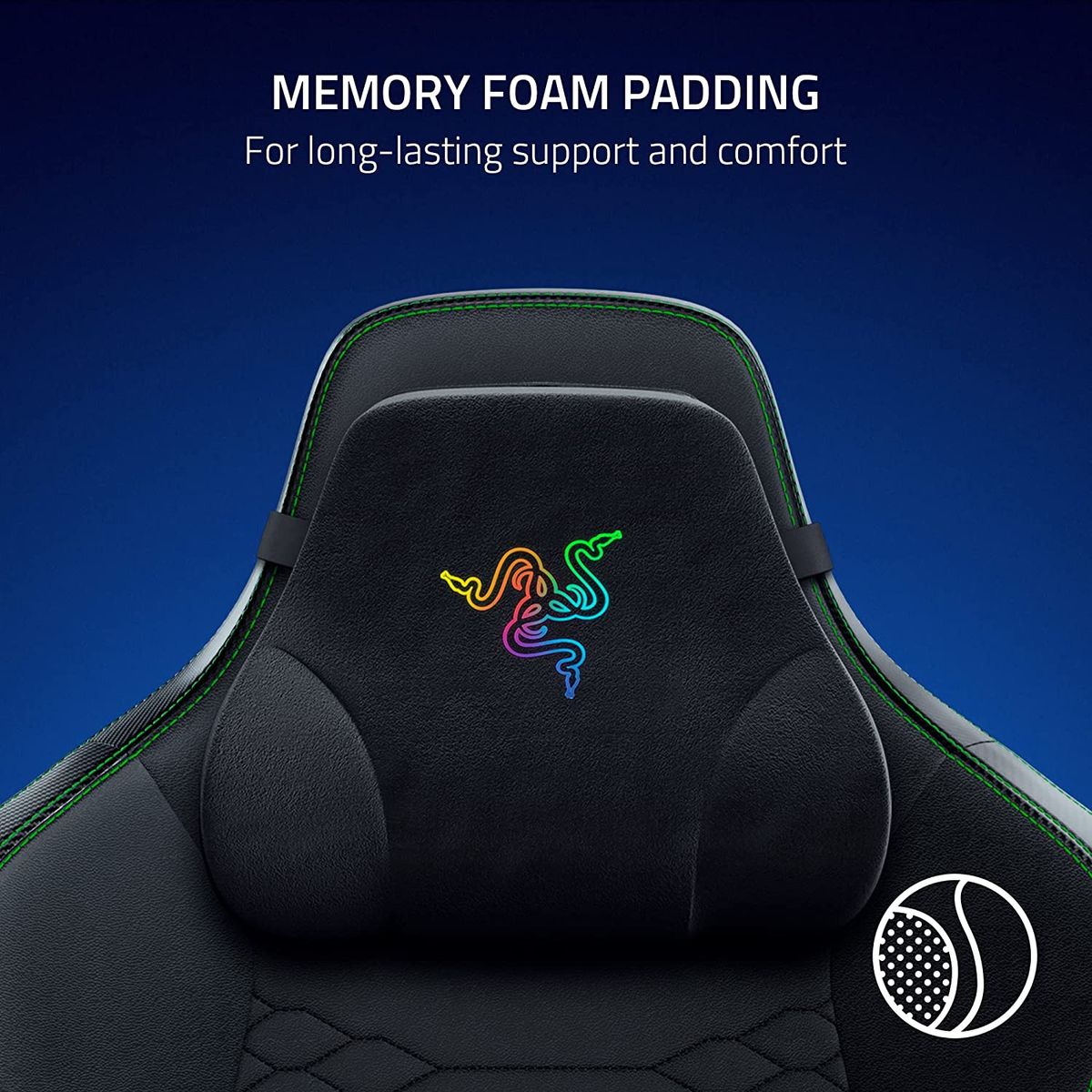 Razer  Head Cushion Chroma RGB Nacken- & Kopfkissen für Gaming Stühle Black