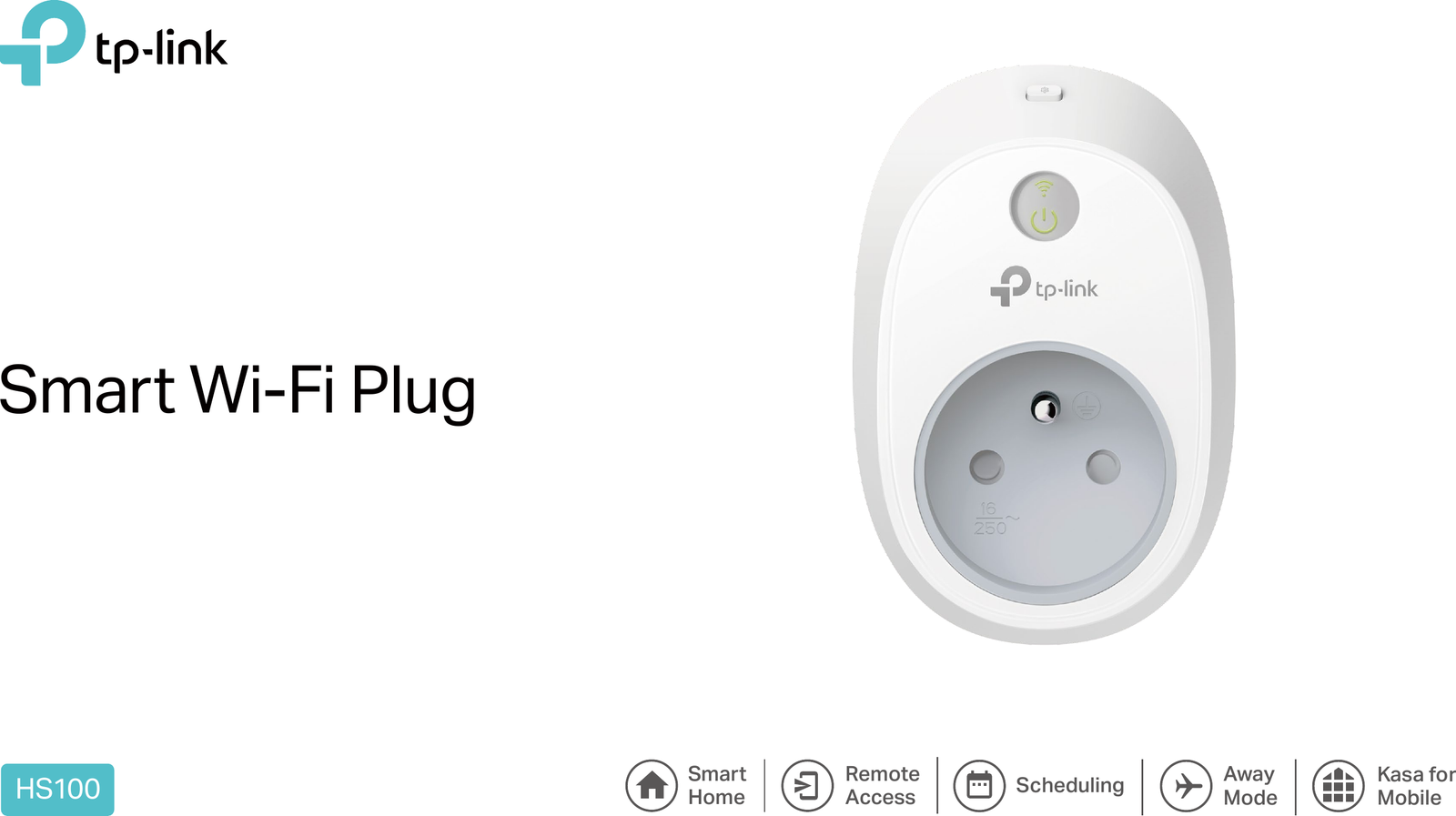 TP-Link HS100FR Kasa Smart Wi-Fi Wall Socket FR