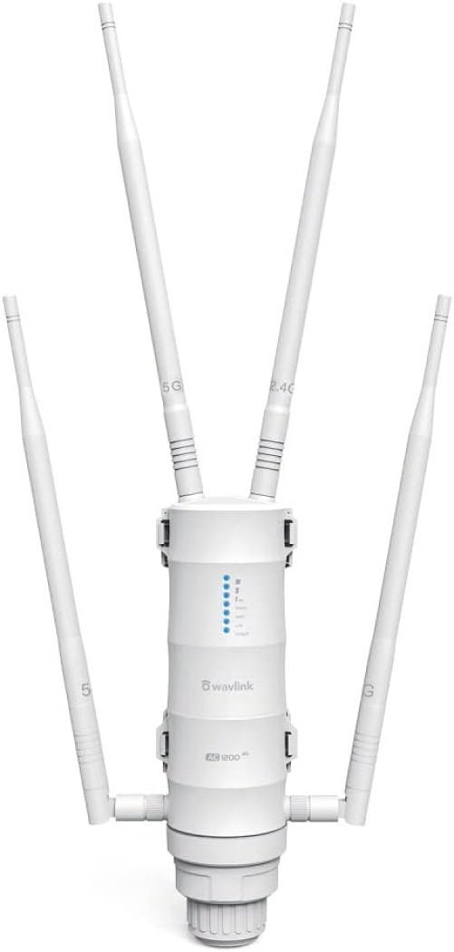 WAVLINK AC1200 mit SIM-Slot Leistungsstarker WiFi-Verstärker/Repeater für den Außenbereich mit PoE/Dual-Band 2.4+5G/4 WiFi-Antenne mit großer Reichweite (2 Gigabit PoE WAN/LAN-Ports)