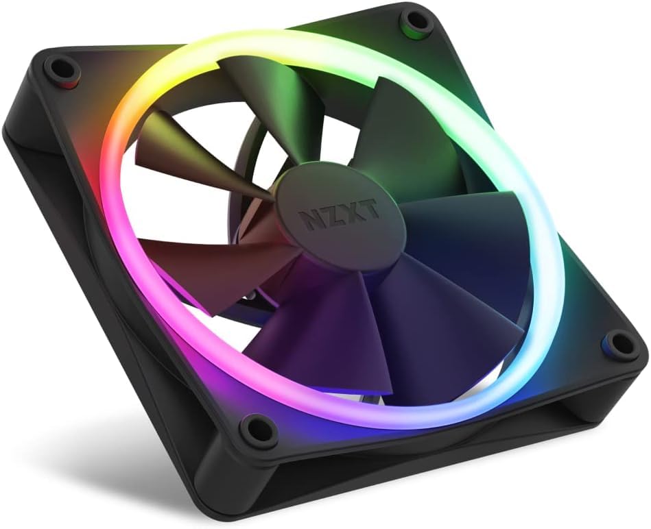 NZXT F120 RGB 3er-Pack Gehäuselüfter 120 mm, bis 1800 RPM, 27,5 dB, 18 RGB-LEDs, FDB Lager, 4-Pin, Schwarz